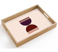 OnlyWow© Plateau De Service Rectangulaire 40x30 cm Plateaux Repas Bois Decoratif Table Dejeuner Résistant à La Chaleur Cafe Chene Poignée Sablier - Symétrique - Rouge - Violet