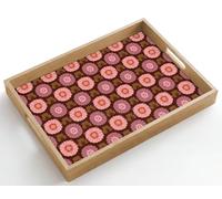 OnlyWow© Plateau De Table Rectangulaire 50x35 cm Plateaux Service Repas Bois Decoratif Antidérapant Cafe Deco Chene Poignée Déjeuner Retro - Daisy - Pink