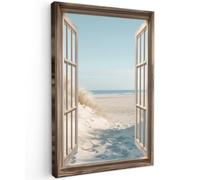 OnlyWow© Poster De Jardin 100x150 cm Original Mur Tableau Decoration Murale Balcon Peinture Tableaux Terrasse Impression Art Mural Deco Décoratif Muraux Vue - Tallgrass - Dunes - Mer - Paysage
