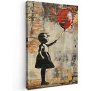 OnlyWow© Poster De Jardin 100x150 cm Original Mur Tableau Decoration Murale Balcon Peinture Tableaux Terrasse Impression Art Mural Deco Décoratif Muraux Graffiti - Banksy - Fille - Street Art