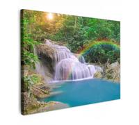 OnlyWow© Poster De Jardin 100x70 cm Deco Exterieur Decoration Balcon Décoration Affiche Murale Extérieur Terrasse Déco Appartement Extérieure Arc-en-Ciel - Soleil - Chute d'eau - Nature