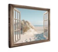 OnlyWow© Poster De Jardin 100x70 cm Original Mur Tableau Decoration Murale Balcon Peinture Tableaux Terrasse Impression Art Mural Deco Décoratif Muraux Vue - Tallgrass - Dunes - Mer - Paysage
