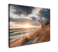OnlyWow© Poster De Jardin 100x70 cm Original Mur Tableau Decoration Murale Balcon Peinture Tableaux Terrasse Impression Art Mural Deco Décoratif Muraux Plage - Dunes - Mer - Sable - Tallgrass