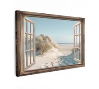 OnlyWow© Poster De Jardin 120x80 cm Original Mur Tableau Decoration Murale Balcon Peinture Tableaux Terrasse Impression Art Mural Deco Décoratif Muraux Vue - Tallgrass - Dunes - Mer - Paysage