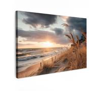 OnlyWow© Poster De Jardin 120x80 cm Original Mur Tableau Decoration Murale Balcon Peinture Tableaux Terrasse Impression Art Mural Deco Décoratif Muraux Plage - Dunes - Mer - Sable - Tallgrass