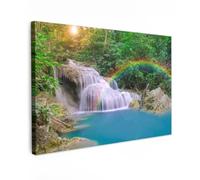 OnlyWow© Poster De Jardin 150x100 cm Deco Exterieur Decoration Balcon Décoration Affiche Murale Extérieur Terrasse Déco Appartement Extérieure Arc-en-Ciel - Soleil - Chute d'eau - Nature