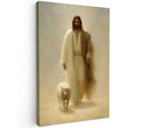 OnlyWow© Poster De Jardin 40x60 cm Original Mur Tableau Decoration Murale Balcon Peinture Tableaux Terrasse Impression Art Mural Deco Décoratif Muraux Mouton - Jésus - Coups de Pinceau