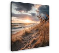 OnlyWow© Poster De Jardin 50x50 cm Original Mur Tableau Decoration Murale Balcon Peinture Tableaux Terrasse Impression Art Mural Deco Décoratif Muraux Plage - Dunes - Mer - Sable - Tallgrass