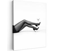 OnlyWow© Poster De Jardin 50x70 cm Original Mur Tableau Decoration Murale Balcon Peinture Tableaux Terrasse Impression Art Mural Deco Décoratif Muraux Jambes - Talons - Verre - Noir - Blanc