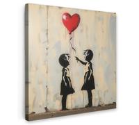 OnlyWow© Poster De Jardin 60x60 cm Original Mur Tableau Decoration Murale Balcon Peinture Tableaux Terrasse Impression Art Mural Deco Décoratif Muraux Street Art - Banksy - Ballon - Graffiti