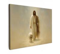 OnlyWow© Poster De Jardin 70x50 cm Original Mur Tableau Decoration Murale Balcon Peinture Tableaux Terrasse Impression Art Mural Deco Décoratif Muraux Mouton - Jésus - Coups de Pinceau