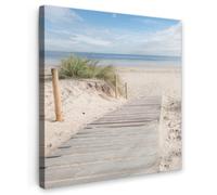OnlyWow© Poster De Jardin 70x70 cm Original Mur Tableau Decoration Murale Balcon Peinture Tableaux Terrasse Impression Art Mural Deco Décoratif Muraux Plage - Sentier - Dunes - Mer - Été