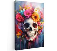 OnlyWow© Poster De Jardin 80x120 cm Deco Exterieur Decoration Balcon Décoration Affiche Murale Extérieur Terrasse Déco Appartement Extérieure Crâne - Fleurs - Crâne - Coloré