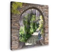 OnlyWow© Tableau De Jardin 100x100 cm Impressions Toiles Reproductions Décoration Moderne sur Mural Decoratifs Photo Forêt - Vue - Pierres - Chemin