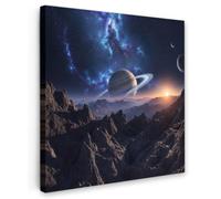 OnlyWow© Tableau De Jardin 100x100 cm Original Mur Decoration Balcon Murale Peinture Tableaux Terrasse Impression Art Mural Deco Décoratif Muraux Fantaisie - Cosmos - Paysage