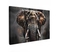OnlyWow© Tableau De Jardin 120x80 cm Impressions Toiles Reproductions Décoration Moderne sur Mural Decoratifs Photo Eléphant - Aquarelle - Faune - Luxe