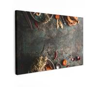OnlyWow© Tableau De Jardin 150x100 cm Impressions Toiles Reproductions Décoration Moderne sur Mural Decoratifs Photo Marbre - Légumes - Automne - Citrouille - Rustique - Herbes