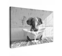 OnlyWow© Tableau De Jardin 150x100 cm Original Mur Decoration Balcon Murale Peinture Tableaux Terrasse Impression Art Mural Deco Décoratif Muraux Éléphant - Vintage - Noir et Blanc - Animaux