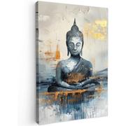 OnlyWow© Tableau De Jardin 40x60 cm Original Mur Decoration Balcon Murale Peinture Tableaux Terrasse Impression Art Mural Deco Décoratif Muraux Bouddha - Or - Luxe - Spirituel