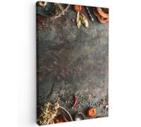 OnlyWow© Tableau De Jardin 80x120 cm Impressions Toiles Reproductions Décoration Moderne sur Mural Decoratifs Photo Marbre - Légumes - Automne - Citrouille - Rustique - Herbes