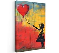 OnlyWow© Toile Extérieur 100x150 cm Original Mur Tableau Decoration Murale Peinture Tableaux Impression Art Mural Deco Décoratif Muraux Banksy - Art - Graffiti - Fille - Street Art