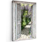 OnlyWow© Toile Extérieur 100x150 cm Original Mur Tableau Decoration Murale Peinture Tableaux Impression Art Mural Deco Décoratif Muraux Aperçu - Forêt - Pierres - Printemps