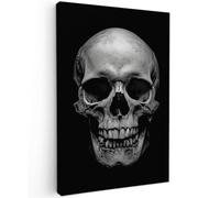 OnlyWow© Toile Extérieur 60x90 cm Original Mur Tableau Decoration Murale Peinture Tableaux Impression Art Mural Deco Décoratif Muraux Crâne - Noir - Crâne - Blanc