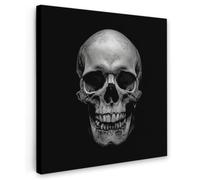 OnlyWow© Toile Extérieur 80x80 cm Original Mur Tableau Decoration Murale Peinture Tableaux Impression Art Mural Deco Décoratif Muraux Crâne - Noir - Crâne - Blanc