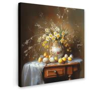 OnlyWow© Toile Extérieur Original Mur Tableau Decoration Murale Peinture | 70x70 cm - Tableaux Impression Art Mural Deco Décoratif Muraux Oeufs de Pâques - Nature morte - Vase