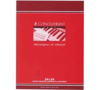 ONQUERANT - 1 Cahier de musique et chants (Grands carreaux & portées), 17x22cm, 24 pages