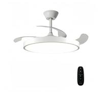 ONSSI Ventilateur de plafond avec lumière LED 66W (36W/lampe+30 W/moteur), gradation et changement de couleur à distance, pales invisibles, rétractable, 6 vitesses, ventilateur de salon