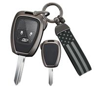 ontto Étui de e voiture Étui pour onvient pour Jeep Grand Cherokee Wrangler JK Commander pour Chrysler 300C Pacifica Alliage Cuir Housse de Protection Porte-clés Accessoires -B Noir