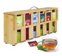 ONVAYA® Boîte à thé en bois | Boîte à thé avec 6 compartiments | Boîte à sachets de thé pour env. 200 sachets de thé | Boîte de rangement