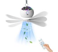 ONXE Ventilateur de camping portable avec lumières et projection étoilée, ventilateur de tente rechargeable à suspendre avec minuterie à distance, ventilateur de plafond alimenté par batterie 3600 mAh