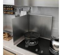 Onxyrbyte Plaque Anti Projection Cuisine pour Cuisson,Protection Anti-éClaboussures Pliable,CréDence De Cuisine INOX Brossé,Facile à Nettoyer,Aux Cuisines,Salles Manger