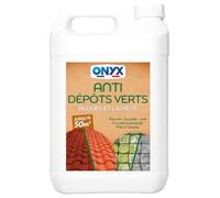 Onyx - Anti Dépôts Verts - Algues et Lichens - Toitures, Façades, Sols - 5L | Anti Verdissure Curatif et Préventif, Produit Prêt à l'Emploi - Jusqu'à 50m² - Fabriqué en France