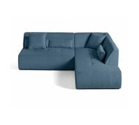 Best Mobilier Canapé modulable d'angle droit Onyx 5 places velours côtelé Bleu