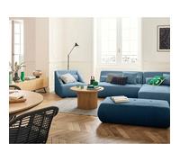 Best Mobilier Canapé modulable d'angle droit Onyx 5 places velours côtelé Bleu