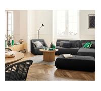 Lisa design Canapé d'angle modulable Onyx 5 places velours côtelé Gris foncé