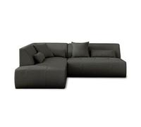 Lisa Design – Canapé modulable d'angle Onyx – 5 places – angle gauche – tissu – gris foncé