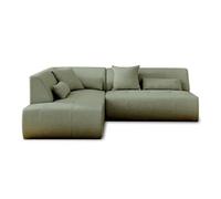 Lisa design – Canapé d'angle modulable Onyx – Angle gauche 5 places – Tissu Vert sauge