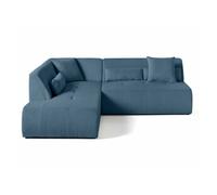 Best mobilier – Canapé modulable d'angle gauche Onyx 5 places en velours côtelé Bleu
