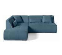 Best mobilier – Canapé modulable d'angle gauche Onyx 5 places en velours côtelé Bleu