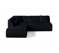 Onyx - canapé modulable d'angle gauche - 5 places - en velours côtelé - Noir