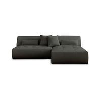 Lisa design Canapé d'angle modulable Onyx – Réversible 4 places en tissu Gris foncé
