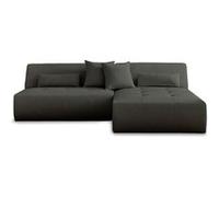 Lisa design Canapé d'angle modulable Onyx – Réversible 4 places en tissu Gris foncé