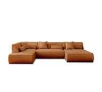 Onyx - canapé modulable panoramique d'angle gauche 7 places - en tissu - Rouille