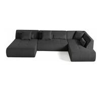 Best mobilier Canapé panoramique d'angle droit Onyx 7 places en velours côtelé Gris foncé