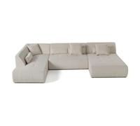 Best mobilier Canapé panoramique d'angle Onyx 7 places angle gauche velours côtelé Beige