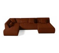Best mobilier Canapé panoramique d'angle gauche Onyx 7 places en velours côtelé Terracotta